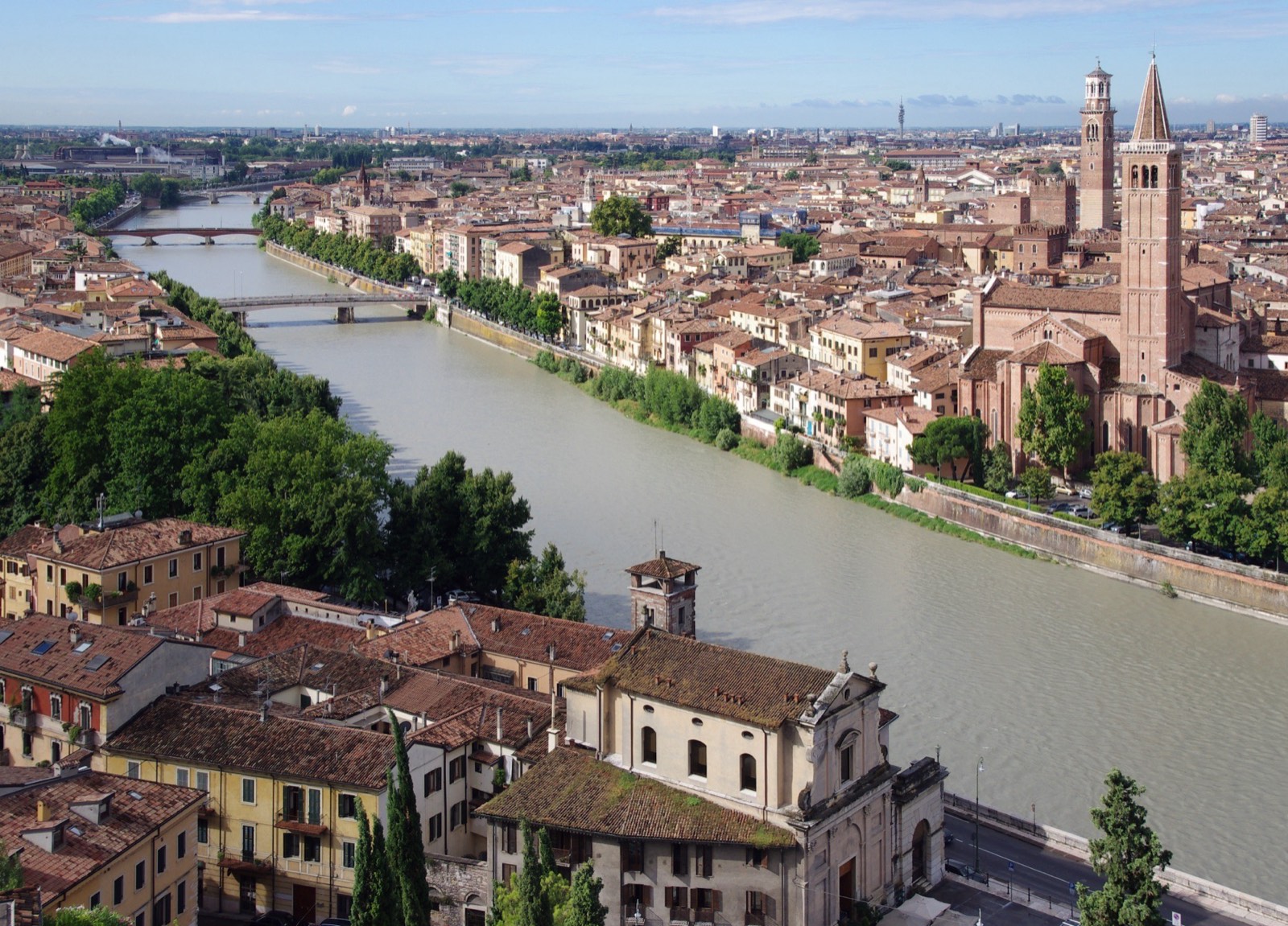The Adige River flowing through Verona