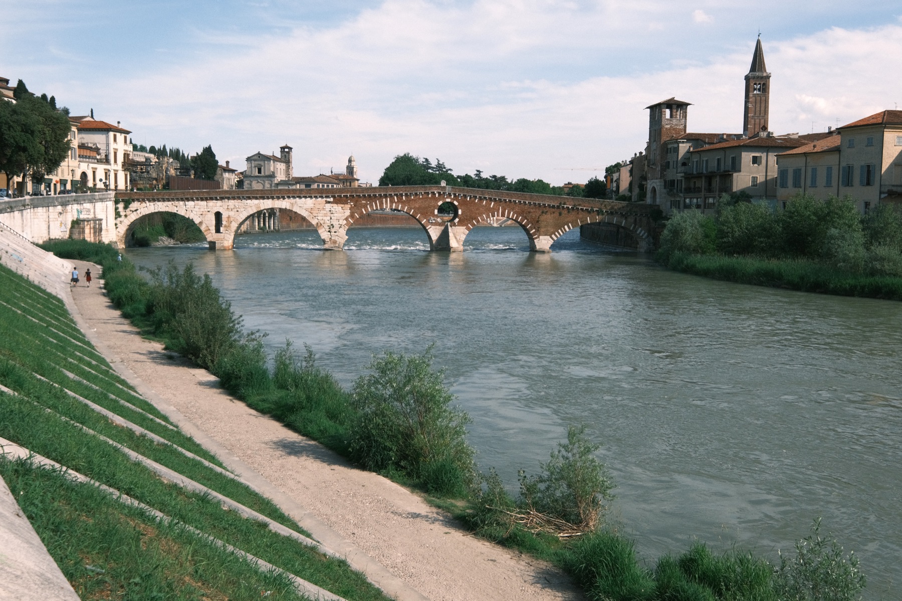 Ponte Pietra crossing the Adige in Verona