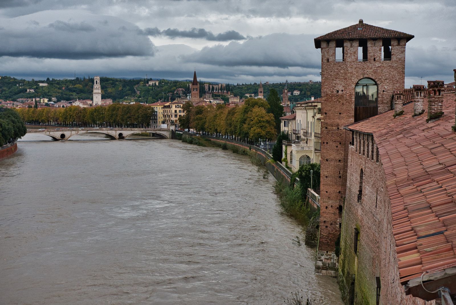 Verona’s river and medieval skyline near Castelvecchio