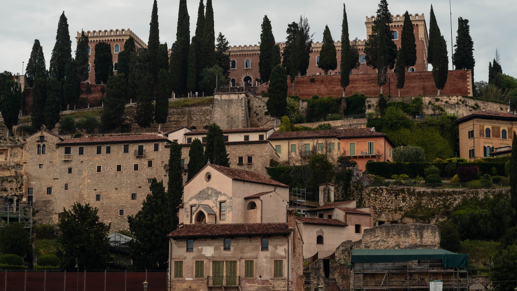 The Roman Theatre district and hillside above the Adige in Verona